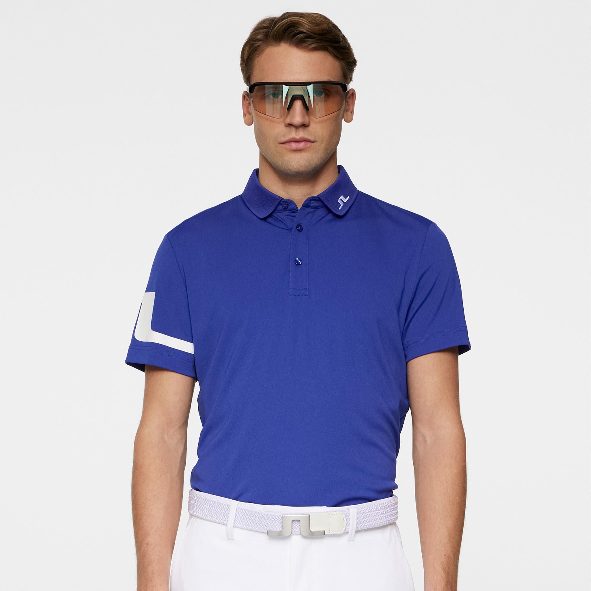 J Lindeberg Heath Mens Golf Polo Shirt Clematis Blue